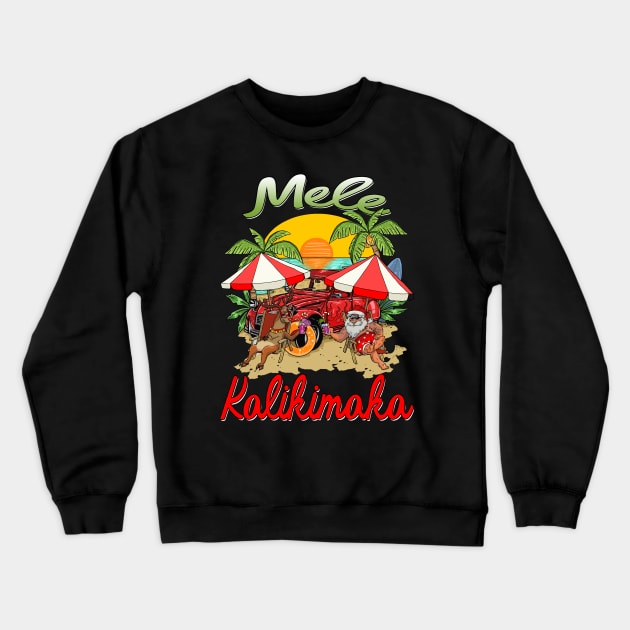 Mele Kalikimaka Hawaiian Christmas Hawaii Surfing Crewneck Sweatshirt by intelus